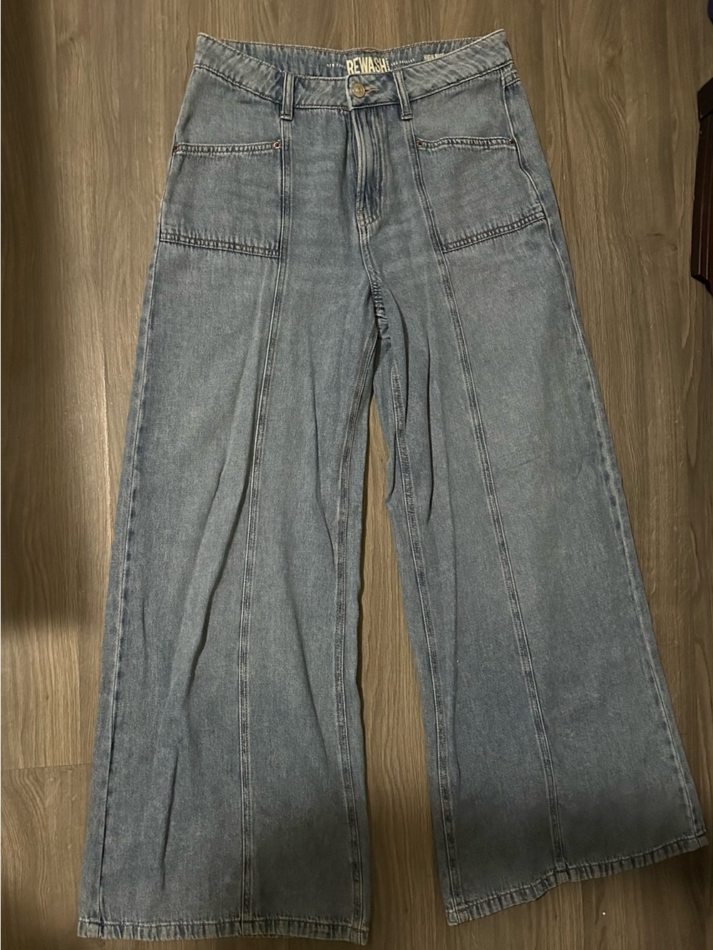 Rewash Panel-Seamed Wide Leg Jeans in Light Blue Denim NWOT
